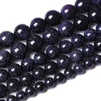 90PCS 4mm Starry Blue Sandstone Gemstone Beads Beads Natural Stone Round Loose Beads for Jewelry Making DIY Bracelet Necklace 15" Inch(Blue Sandstone, 4mm) - color: Blue Sandstone, size: 4mm