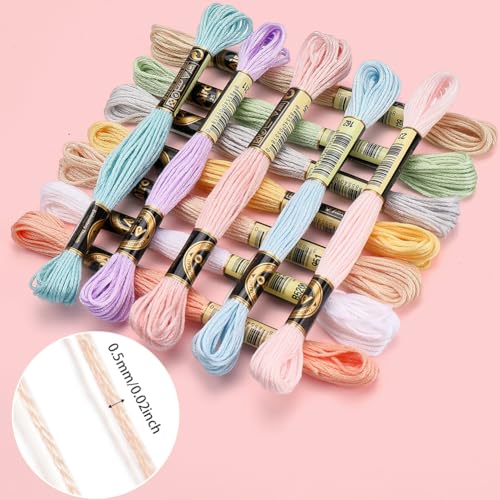 12 Skeins 105 Yards Variegated Embroidery Thread Embroidery Floss 6 Strands Macaron Friendship Bracelet String Cross Stitch Threads for Jewelry Making Bracelet Knitting Stitching DIY Supply - color: Candy Color
