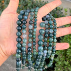 90pcs Adabele Natural Moss Agate Healing Gemstone 4mm (0.16 inch) Small Round Beads Gem Stone Spacer for DIY Craft Jewelry Making GY3-4 - color: Moss Agate, size: 4mm (90pcs/1 Strand)