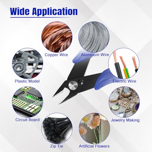 Micro Flush Cutters - 5 Pack Small Wire Cutter Snips Flush Cut Pliers Nippers - Side Cutter Diagonal Cutting Pliers for Zip Ties Craft Electronic - Sprue Cutters for Plastic Model - size: 5 Pack