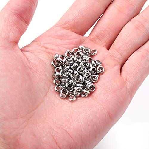 BEADIA Stainless Steel Spacer Beads 5x2mm Rondelle Loose Charm Caps Beads for DIY Jewelry Making 100pcs with 3mm Hole - color: 5x2mm 3mm