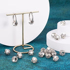 Craftdady 30Pcs Crystal Rhinestone Disco Ball Beads 12mm Rondelle Round Loose Beads Platinum Brass Spacer Beads for Bracelet Necklace Earring Craft Making - color: Platinum-12x10mm