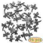 Heather's cf Silver Sea Charms – Antique Pendants, Non-Tarnish, Lead-Free & Nickel-Free, Bulk Ocean Animal Charms for DIY Jewelry, Bracelets, Necklaces, Earrings, Beach Craft Supplies (Sea Animals) - color: Dragonfly charms-96pcs