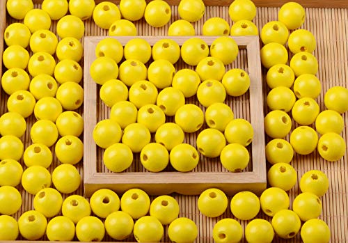 AD Beads Large Hole Wood Spacer Wooden Jewelry Making Bracelet Necklace Chandelier, Large Wooden Rosary Beads Craft Beads (16mm 100pcs, Yellow) - color: Yellow, size: 16mm 100pcs