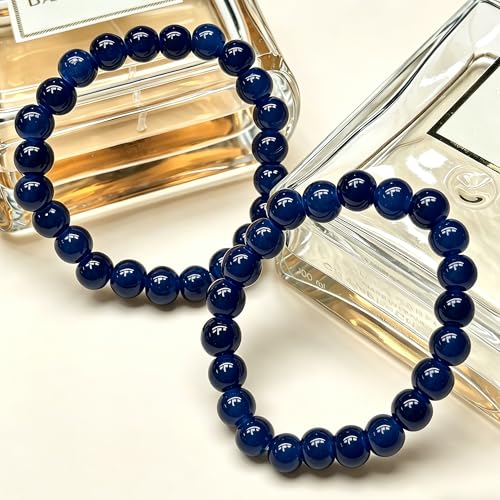 200PCS Glass Beads 8mm Glass Beads for Bracelets Necklaces Jewelry Making DIY Crafts (Navy) - color: 2Navy