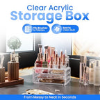 Masirs Clear Makeup Organizer - 16-Compartment Cosmetic and Jewelry Holder with 4 Drawers - Vanity Storage Box for Makeup, Skincare, Accessories, and Jewelry Display - size: 4-drawer | 16 Compartments
