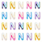 Beadthoven 20pcs Big Letter N Beads Large Hole Bubble Alphabet Acrylic Beads Charm Iridescent Plastic N Shape Loose Chunky Spacers for Jewelry Making Bracelet Necklace Keychains Shoelaces Crafts - color: N