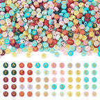 FASHEWELRY 500Pcs 7x3.5mm Flat Round Letter Beads Bulk Colorful Acrylic Beads with Golden Vowel Letter Bead Loose Spacer Alphabet Beads for Bracelets Earring Necklace Jewelry Making Supplies