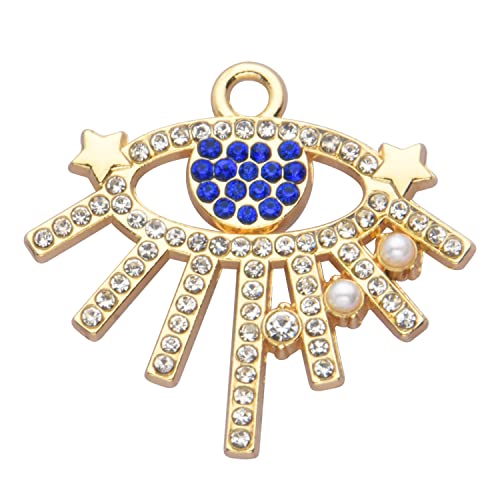 Pack of 20 Rhinestone Charms Gold Plated Pendants Pave Crystal Accessories for Necklace Bracelet Jewelry Making DIY Crafting - color: (Eyes with Stars)VID63101