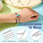 Pandahall 7Pcs Stainless Steel Chain Charms Bracelet 7 Styles Adjustable Slider Chain Bracelets Extender Chain with Lobster Clasp for DIY Bracelet Chain Jewelry Making