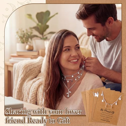 Kenning 30 Pcs Mother's Day Necklace Gifts Bulk Pendant Necklace Set for Women Gold Plated Acrylic Adjustable Clavicle Chain with Card - color: Silver, style: Classic Mixed Style
