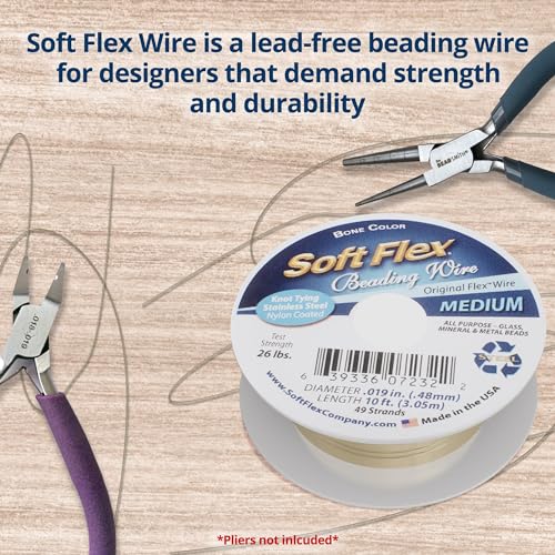 Soft Flex 49 Strand Beading Wire - Medium 0.19 Diameter - 10 Feet Nylon Design Wire - style: Bone