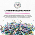 Mack and Rex Tila Bead Mixes (Mermaid) – Full Tila, Half Tila, Quarter Tila – Includes Purple, Teal, Turquoise, and Iridescent Clear Tila Beads with a Rainbow Finish, Teal and Lime Green and Olive - color: Mermaid, size: 5mm, 6mm