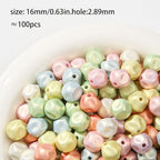 16mm Acrylic Beads 100pcs Cute Candy Colors Bead Spacer Loose Beads for DIY Crafting Necklace Bracelet Jewelry Making Keychain (Lime&Light Teal) - color: lime&light teal