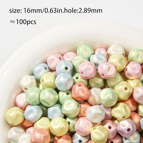 16mm Acrylic Beads 100pcs Cute Candy Colors Bead Spacer Loose Beads for DIY Crafting Necklace Bracelet Jewelry Making Keychain (Lime&Light Teal) - color: lime&light teal