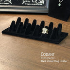 Ring Display, Black Velvet 12-Finger Ring Holder Stand, Jewelry Display for Vendors Retail, Ring Organizer for Girls Dresser