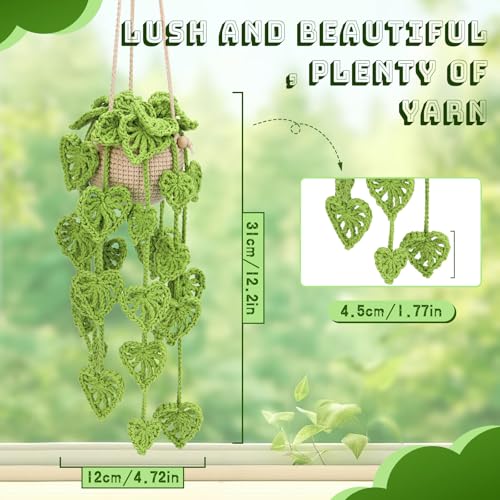 Kogyxe Beginners Crochet Kit, Amigurumi Crochet Starter Kits w Step-by-Step Video Tutorials, Hanging Potted Plants Knitting Starter Pack for Beginners Decoration, Plants Family (40%+ Yarn) - size: Plants Monstera