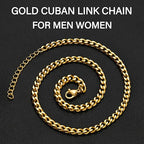 WomenGifts Cuban Link Chain Necklace for Women, Waterproof 14k Gold Silver Plated Chain Choker, Non Tarnish Stainless Steel Jewelry, 3.5/5/6/8/11mm,14/16/18 Inch Thin&Chunky&Thick - color: Gold, style: 5MM-18"