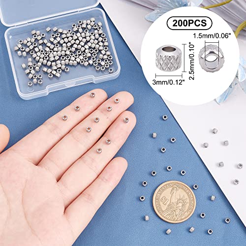 UNICRAFTALE 200pcs 3mm Stainless Steel Rondelle Spacer Beads for DIY Earring Jewelry Making - color: Stainless Steel Color