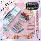 Tondiamo 45 Pcs Full Rhinestone Beadable Pens Bulk Set 15 Glitter Diamond Pens with Cards & Bags Fancy Beaded Pen for Beads DIY Cute Journalling Bling Ballpoint Craft Making(Shell Diamonds) - style: Shell Diamonds