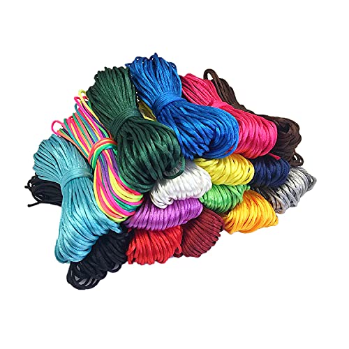 2mm Rattail String,Satin Nylon Trim Cord 16 Bundles 176 Yards Nylon Silk Cord for Jewelry Making Silk Thread Silk Bracelet String
