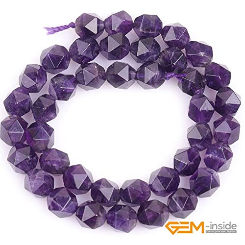 GEM-Inside Natural 10mm Amethyst Gemstone Loose Beads Faceted Purple Square Cambay Crystal Energy Stone Power for Jewelry Making 15" - color: Amethyst, size: 10mm