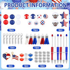 Vellibring 12 Set Independence Day Beadable Pens, 4th of July Patriotic Bead Pens with Assorted Wooden Beads Pendants for DIY Present Students Teens School Office Supplies