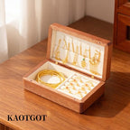 Travel Jewelry Case Small Wood Jewelry Organizer Jewelry Box for Women (Pine Wood Print) - color: Pine Wood Print