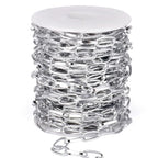33FT Silver Paperclip Chains Roll, 7mm Aluminum Cable Link Chain Spool Bulk for DIY Crafts Jewelry Making - color: silver, size: 7MM