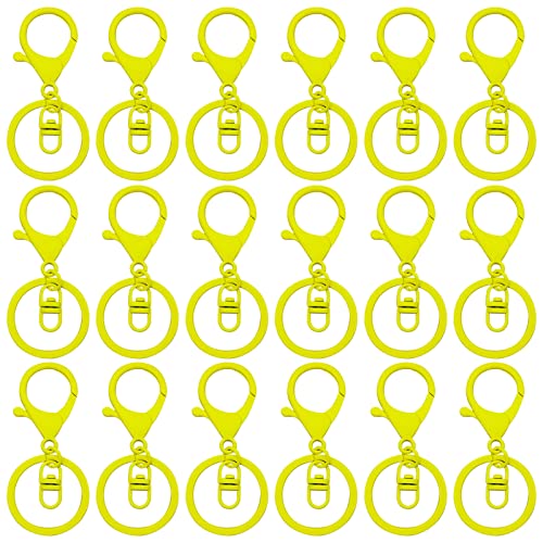 30Pcs Lobster Claw Clasps Keychain for Jewelry Making,Metal Lobster Clasp Swivel Trigger Clips with Swivel Clasps Hook Clips Flat Split Keychain Ring for DIY Craft Jewelry Making(Yellow) - color: Yellow