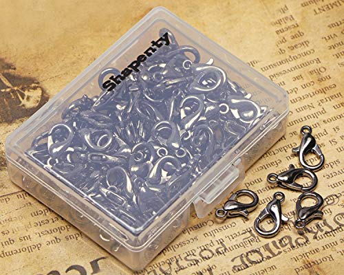Shapenty Small Metal Alloy Lobster Claw Clasps Clip DIY Necklace Jewelry Finding Making Accessories Fastener Hook, 12mmx6mm, 100PCS (Gun-Black) - color: Gun-Black