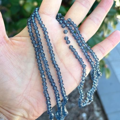 500pcs Czech Faceted Rondelle Crystal Glass Loose Beads 4mm Small Tiny Spacer Bulk Dark Sapphire Blue for DIY Craft Jewelry Making CCR420 - color: Dark Sapphire, size: 4mm (0.16") - 500pcs