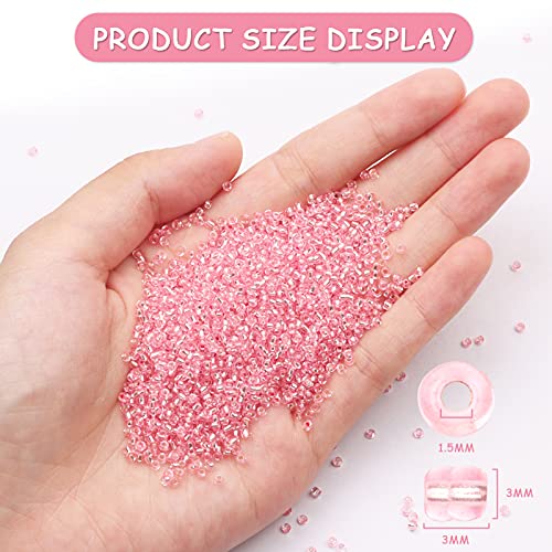 5100 Pcs Size 8/0 Glass Seed Beads, 3 mm Light Pink Small Mini Spacer Loose Pony Beads for Jewelry Making and DIY Crafts - color: Light Pink, size: Medium