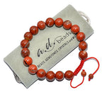 AD Beads Natural 10mm Gemstone Bracelets Healing Power Crystal Macrame Adjustable 7-9 Inch - color: Red River Jasper