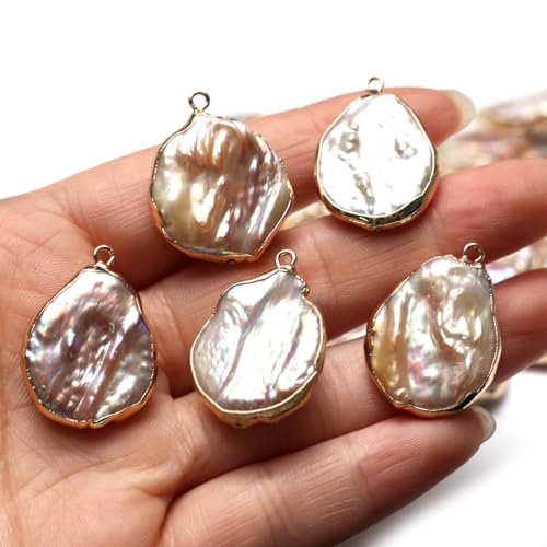 5 Pcs Natural Pearl Pendants Irregular Freshwater Pearl Pendant Charms for Jewelry Making Necklace Bracelet DIY Gift - color: purple