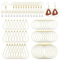 298Pcs Earrings Beading Hoop Set with 48 Teardrop Round Beading Hoop Earring Bulk Earring Finding Component,50 Hooks,100 Jump Ring,100 Ear Backs for DIY Jewelry Making Earrings Making Supplies(K Gold) - color: 298Pcs-K Gold