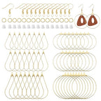 298Pcs Earrings Beading Hoop Set with 48 Teardrop Round Beading Hoop Earring Bulk Earring Finding Component,50 Hooks,100 Jump Ring,100 Ear Backs for DIY Jewelry Making Earrings Making Supplies(K Gold) - color: 298Pcs-K Gold