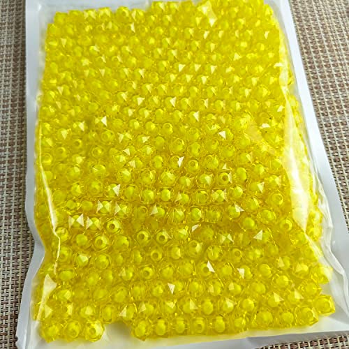 Cube 400pcs Faceted Square Transparent 8mm Glass Crystal Spacer Beads, Round Beads Inside for Jewelry Making (Yellow) - color: Yellow
