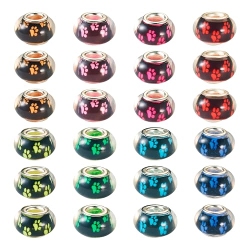 BB Beadthoven 50Pcs Mixed Color Dog Paw Print Resin Rondelle Spacer Beads for DIY Crafts, Jewelry Making, Necklace, Bracelet, Fairy Wands - color: Dog Paw Mixed Color