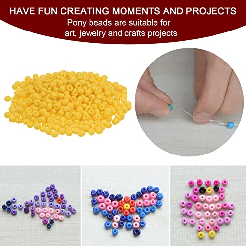 HARFINGTON 2000Pcs Small Glass Beads 6/0 4mm Loose Tiny Round Small Beads for Bracelet Earring Rings Jewelry Making, Yellow - color: Yellow