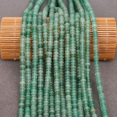 BONNY BOXX 1 Strand (150PCs) Natural 2 * 4mm Green Aventurine Rondelle Beads, Natural Abacus Disk Stone Beads Loose Spacer Gemstone for DIY Bracelet Necklace Jewelry Making - color: Green Aventurine, size: 2*4MM