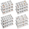 Junkin 12 Pcs Jewelry Tray Velvet Stackable Jewelry Organizer Trays Divided Earring Accessories Storage Containers Box (Rose Red) - color: White