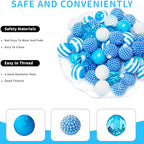 48 Pcs 20mm Beads for Pens Bubblegum Bead Light Blue Crystal Acrylic Round Chunky Bead Sparkly Large Balls Beads for Pen Beadable Keychain Bracelet Necklace DIY Jewelry Making Supplies - color: Light blue Color