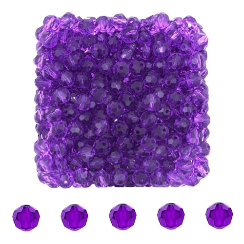 Mandala Crafts 6mm Amethyst Round Crystal Glass Beads, 400 Faceted Beads for Adult Jewelry Design, Fashion Accessories, and Decorative Applications - color: Amethyst, size: 6mm Round
