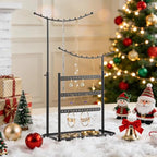 LAMU Jewelry Organizer, 5 Tier Jewelry Stand Display with Anti Entanglement Necklace Holder Tree, Height Adjustable Stroage for Earrings Rings Studs Bracelet, Valentines Day Gifts for Women, Black - color: Black