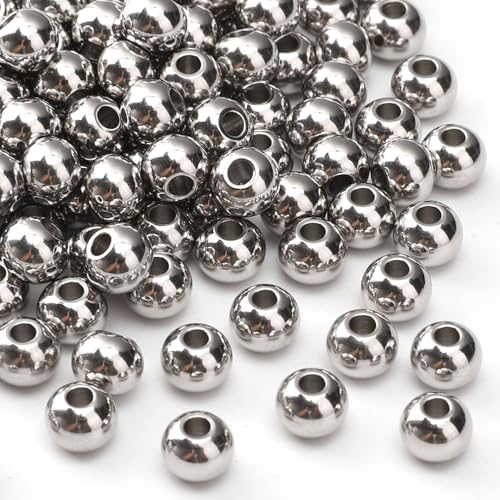 304 Stainless Steel Round Beads 6.0mm 150pcs Spacer Beads for Jewelry DIY Making and Repairing - size: 6.0mm