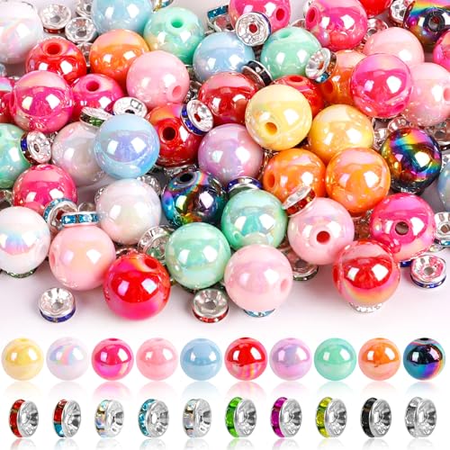 250 Pcs Beads for Pens - Focal Beads for Beadable Pens, Acrylic Bead for Beaded Pen, Spacer Bead Keychains Bracelets Crafts - color: Rainbow Beads, size: 250 pcs