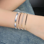 KELITCH Adjustable turquoise bead bracelet single color knitting friendship bracelet fashion jewelry daily wear gift (28 color selection) - color: Brown 020M