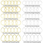 120pcs Hoop Earrings for Jewelry Making,Earring Beading Hoops Hypoallergenic Teardrop Hexagon Round Earring Hoop Open Bezel Pendant Frame for DIY Crafts Accessories Supplies(Gold&Silver,3Shapes) - color: 120PCS;Teardrop,Hexagon,Round;Gold,Silver