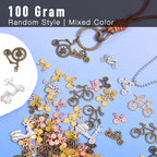 stino Metal Charms for Jewelry Making 100gram, Bulk Tibetan Silver & Gold Plated Trinkets for Earring Necklace Jewelry Making and Findings - color: Bike Silver & Gold